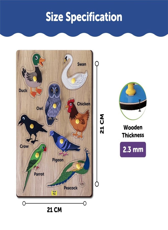 YaYplay Yay Play Educational Toys for 3 Year Old - Wooden Pegboard Knob Puzzle Birds Shape - Puzzles for Kids for Age 2-2 Years Kids Activity Toys - Learning Toy for Toddlers and Preschoolers - Image 2